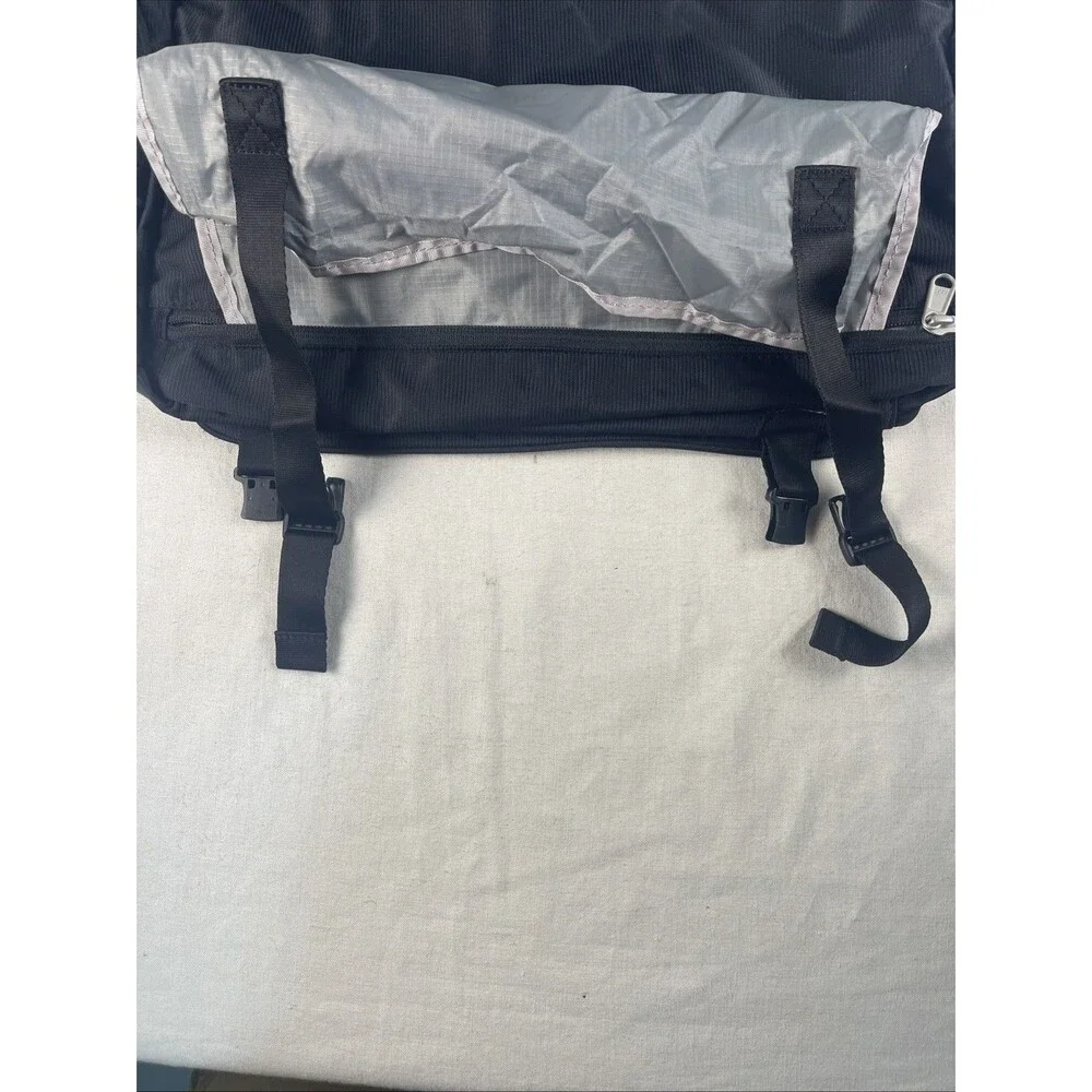eBags Black Nylon Messenger Bag Crossbody Travel Commuter Laptop Multi-Pocket